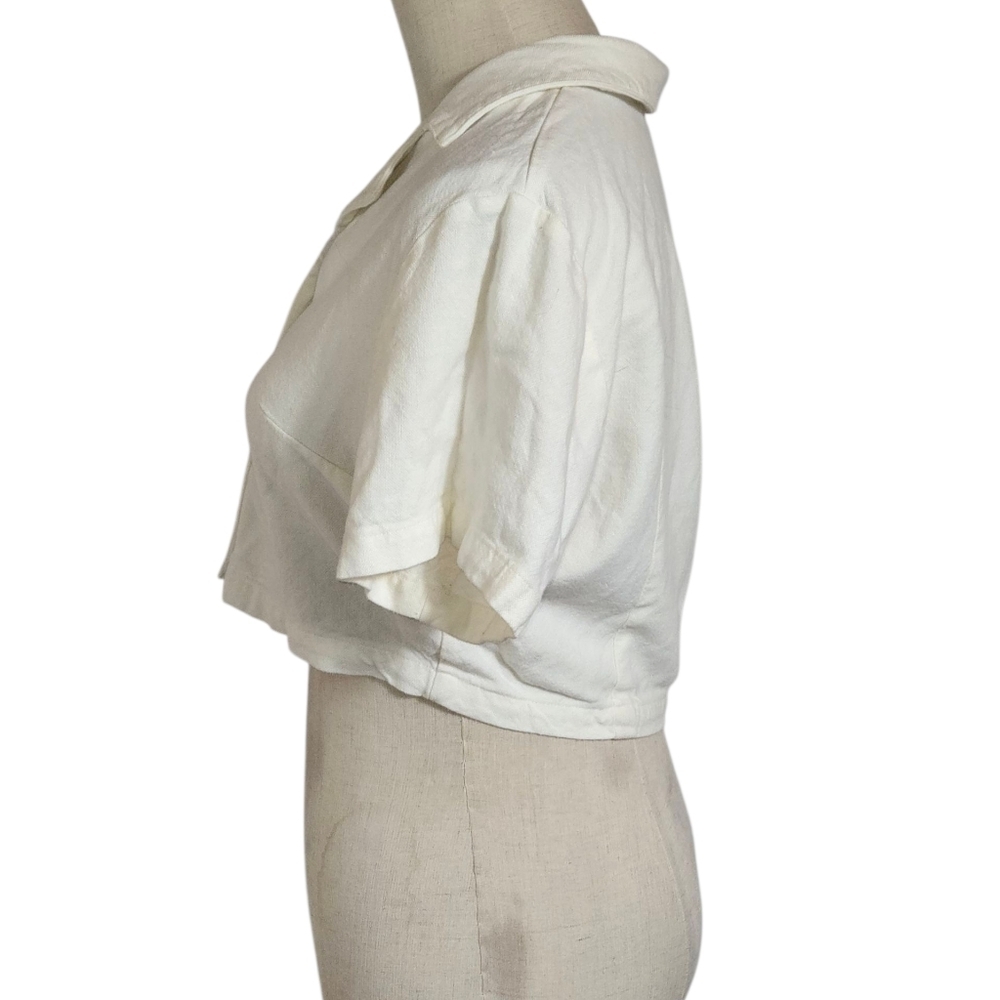 Brandy Melville John Galt Cream Cropped Button-Down Shirt - Picture 5 of 7